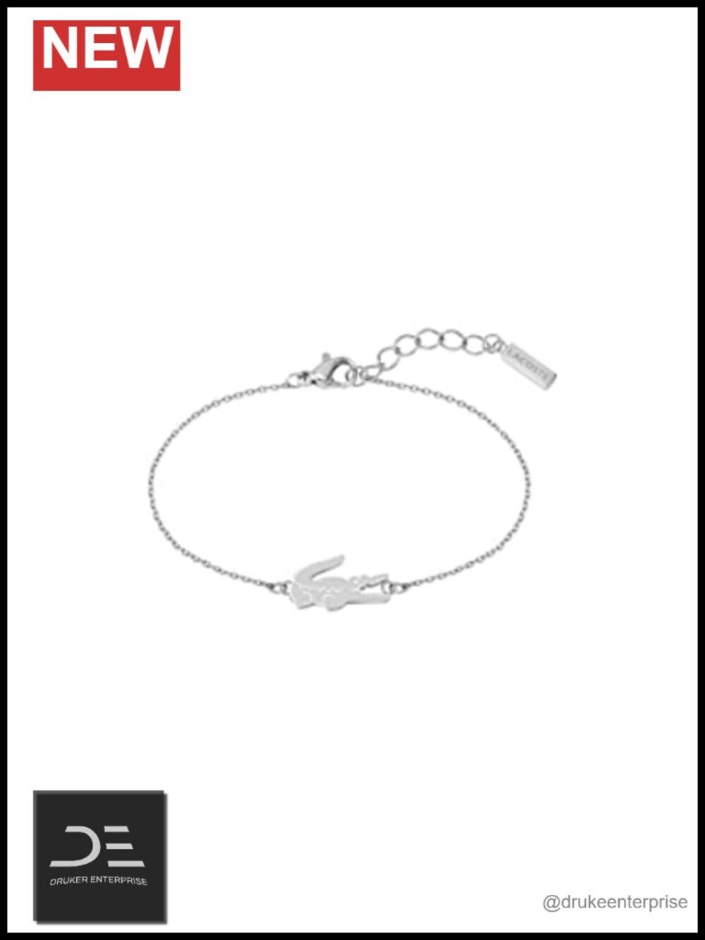 Lacoste Crocodile Chain Bracelet Women Stainless Steel Adjustable Lobster Claw